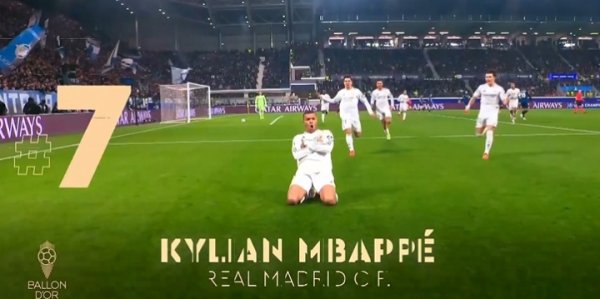 何时能夺奖？姆巴佩排名金球奖第7，8次入围均进入前十