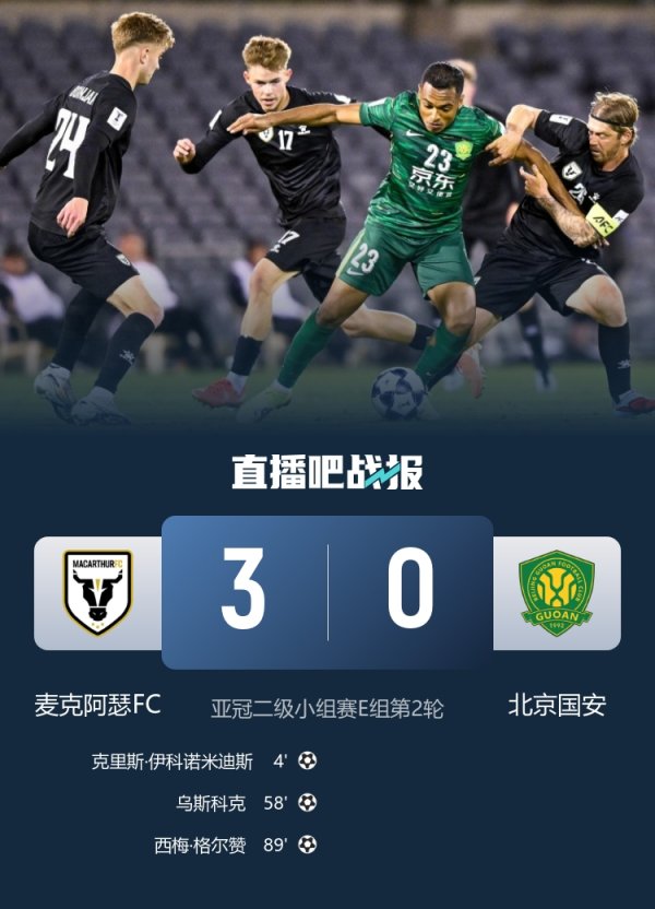 3-0国安！麦克阿瑟主帅：对手很优秀，我们盘带少但能限制对方