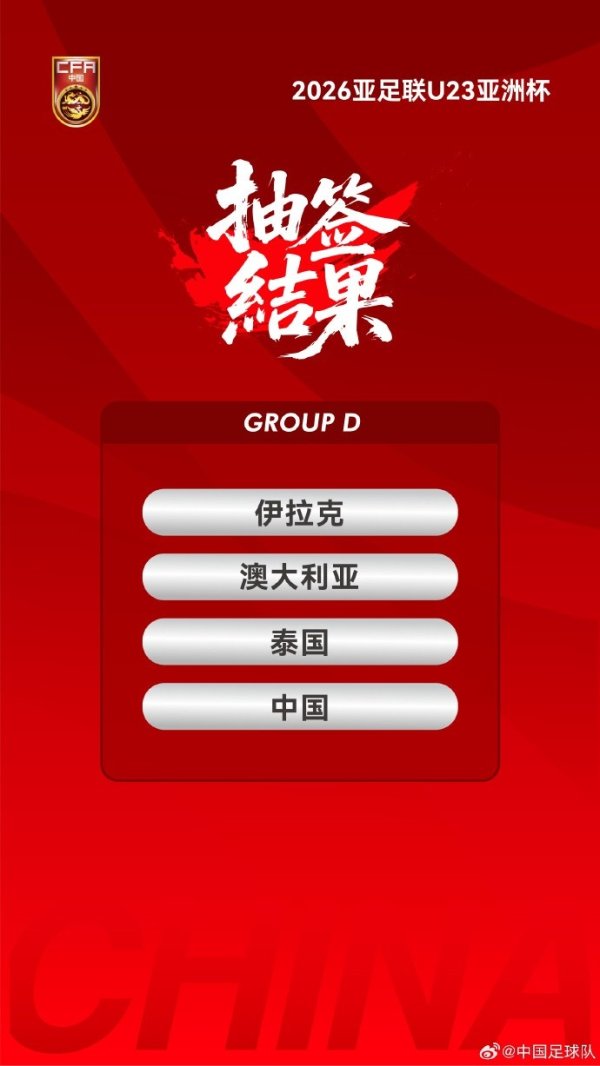U23亚洲杯中国队赛程：1月8日22点对伊拉克，11日19:30对澳大利亚