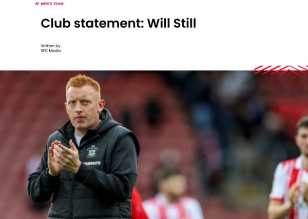 职业联赛  五轮不胜、倒数第四，官方：南安普顿主帅斯蒂尔下课